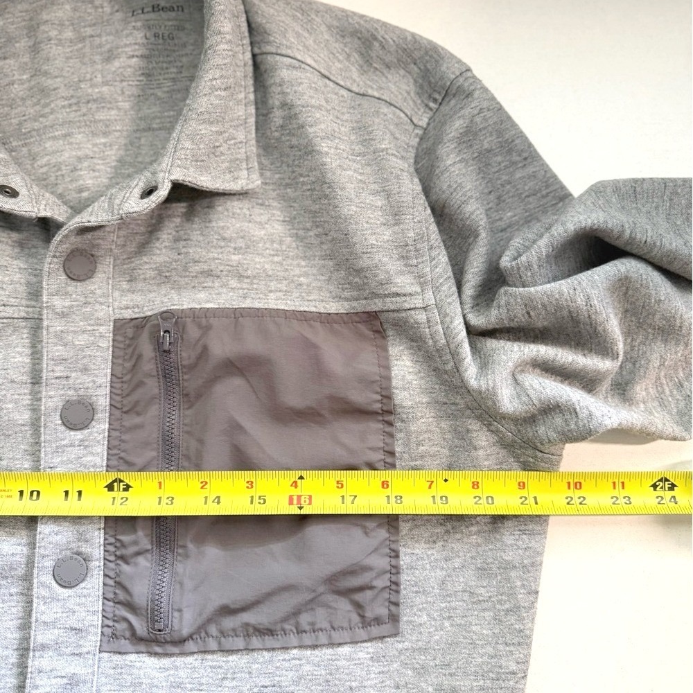 LL Bean Mens Slightly Fitted Shirt Jacket Gray Snap Front 516015 L REG - Picture 8 of 10